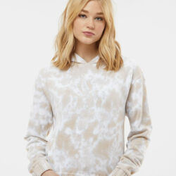 Women's Sueded Fleece Tie-Dyed Crop Hooded Sweatshirt Thumbnail