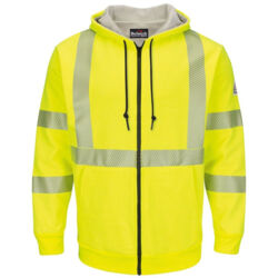 Men's Hi-Visibility Zip-Front Hooded Fleece Sweatshirt with Waffle Lining Thumbnail