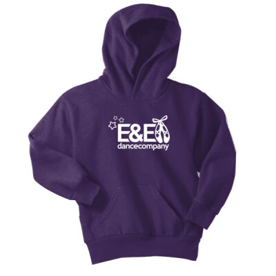 E&E Dance Company Logo White - Youth Core Fleece Pullover Hooded Sweatshirt Thumbnail